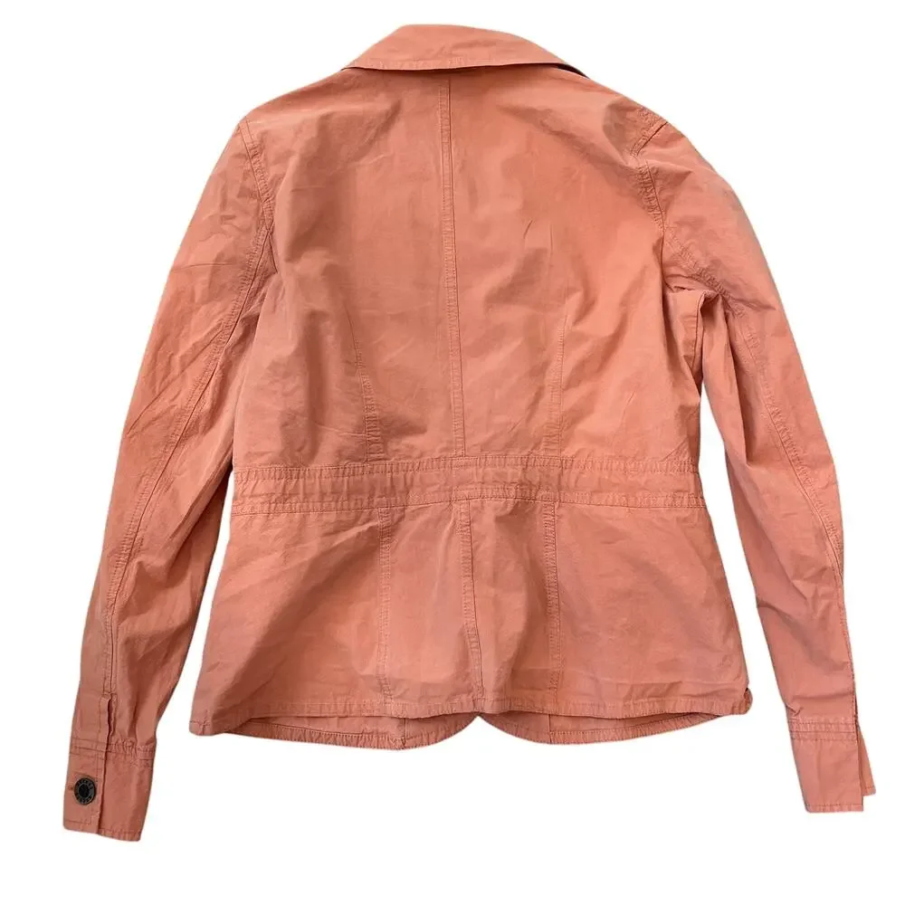 Vintage Button Up Tie Front Light Weight Jacket 100% Cotton size 8 Orange - Picture 5 of 7